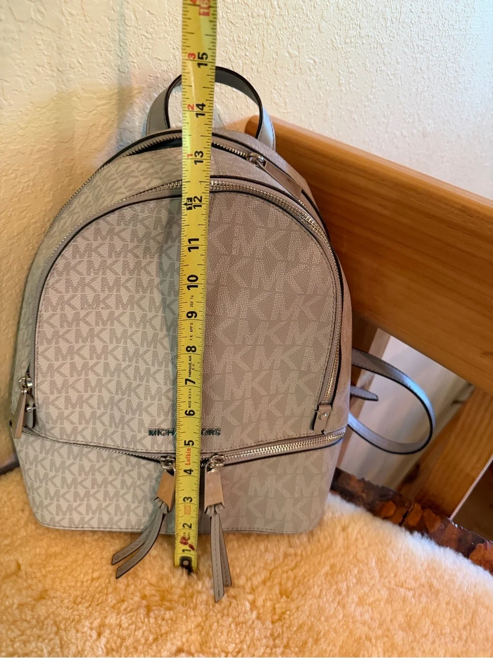 MICHAEL KORS Two Toned Gray RHEA Large Logo Backpack - used once